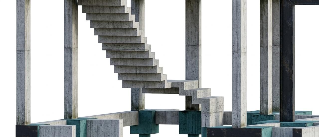 Residência I - C & N - detalhe estrutural da escada em 3D